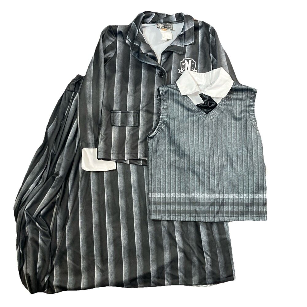 Rubie's Wednesday Gray and Black Striped Kids Costume Set